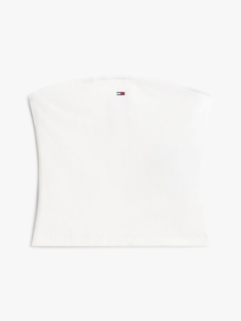 White Ribbed Slim Bandeau Top  Women