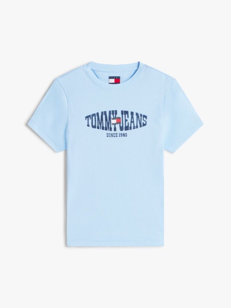 Blue Wavy Flag Ribbed Slim T-Shirt  Women