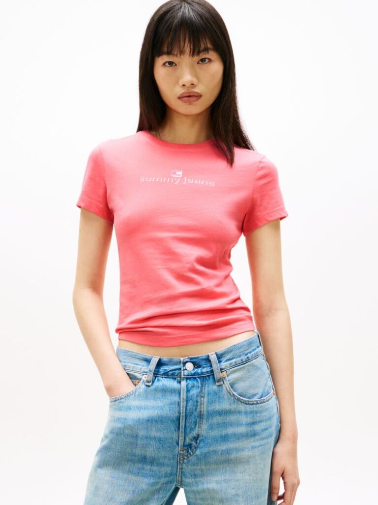 Pink Logo Slim Fit T-Shirt  Women