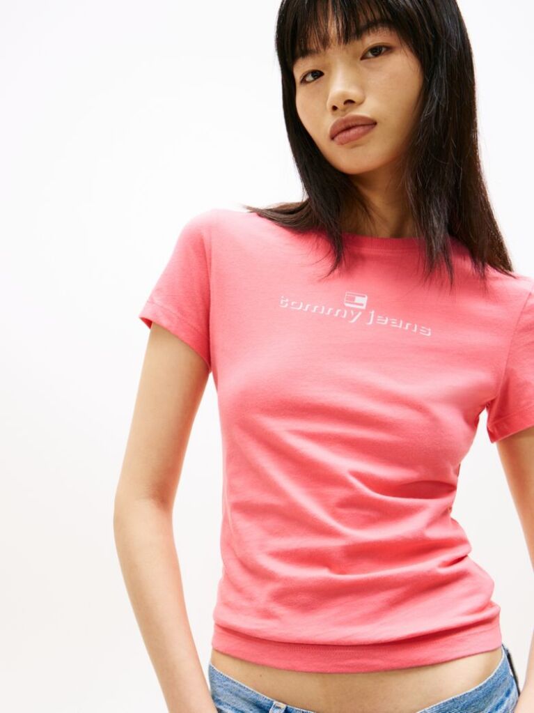 Pink Logo Slim Fit T-Shirt  Women