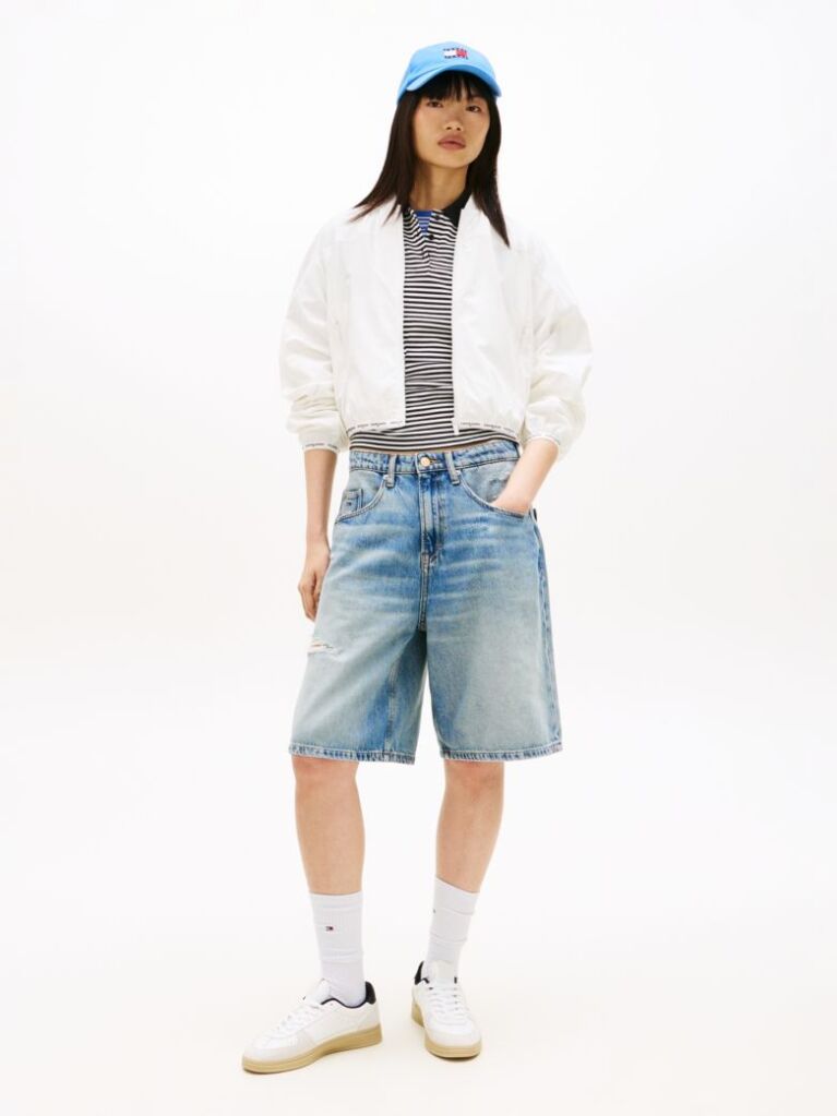 White Logo Tape Water Repellent Bomber Jacket  Women