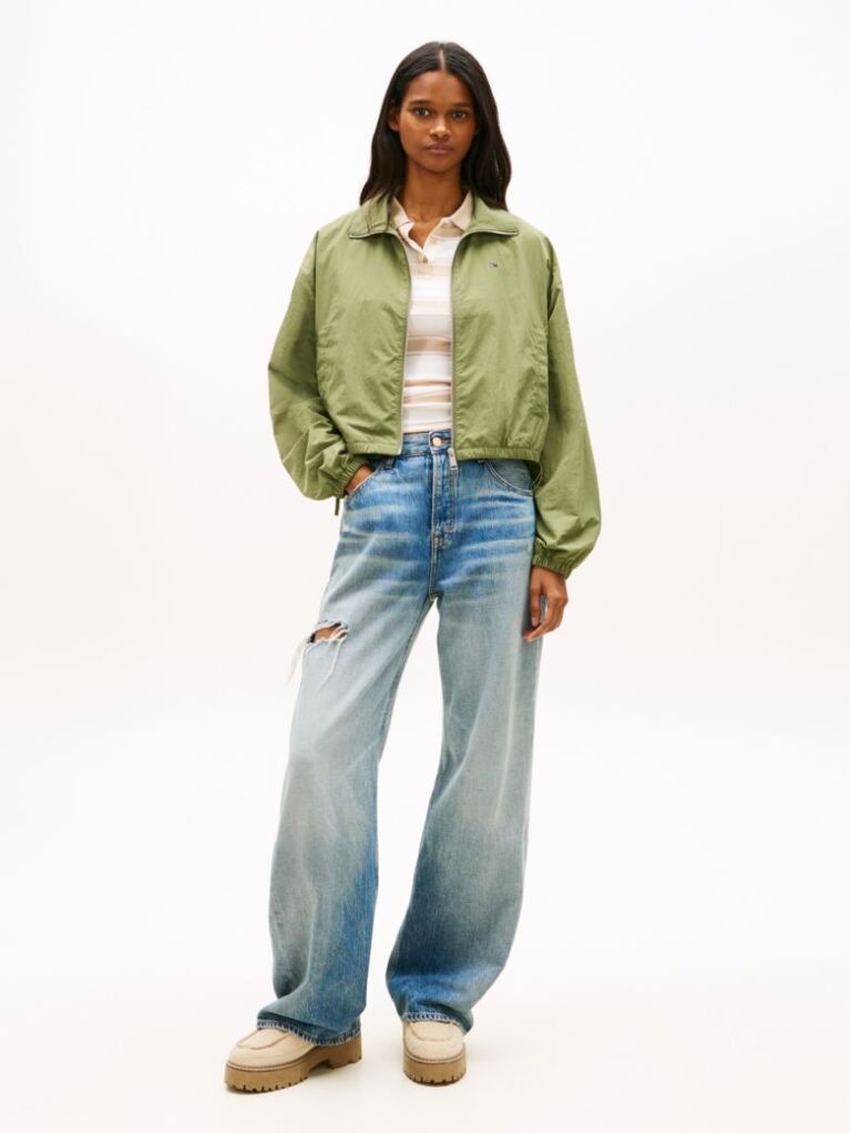 Green Water Repellent Tie Side Zip-Thru Jacket  Women