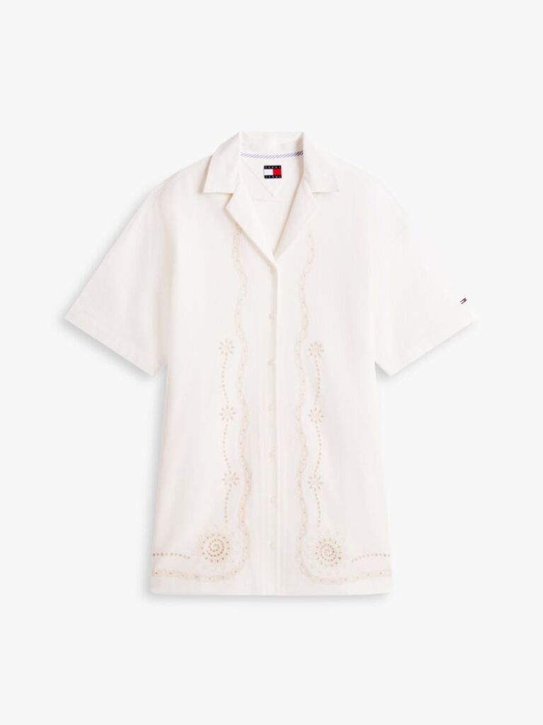 Μπεζ Άνετο Μίνι Φόρεμα Πουκαμίσα Με Broderie  Γυναίκες