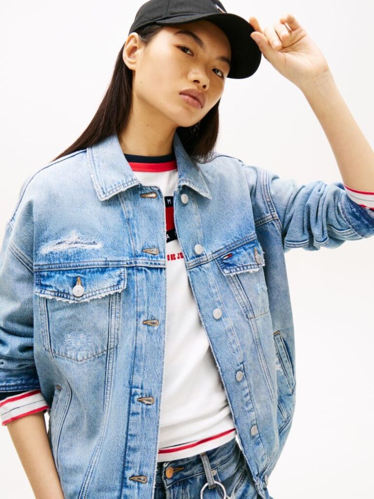 Denim Oversized Denim Τζάκετ Με Σκισίματα  Γυναίκες