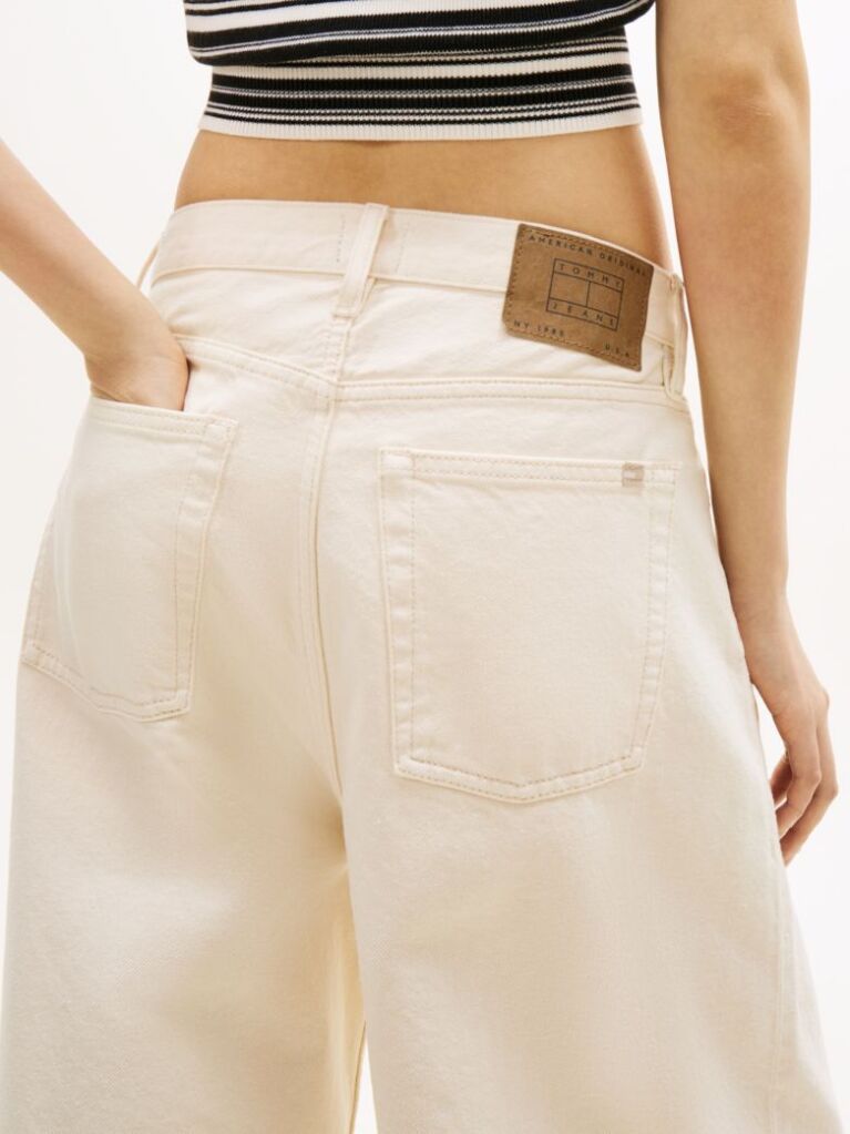 Denim Pleated Mid Rise Loose Straight Leg Jeans  Women