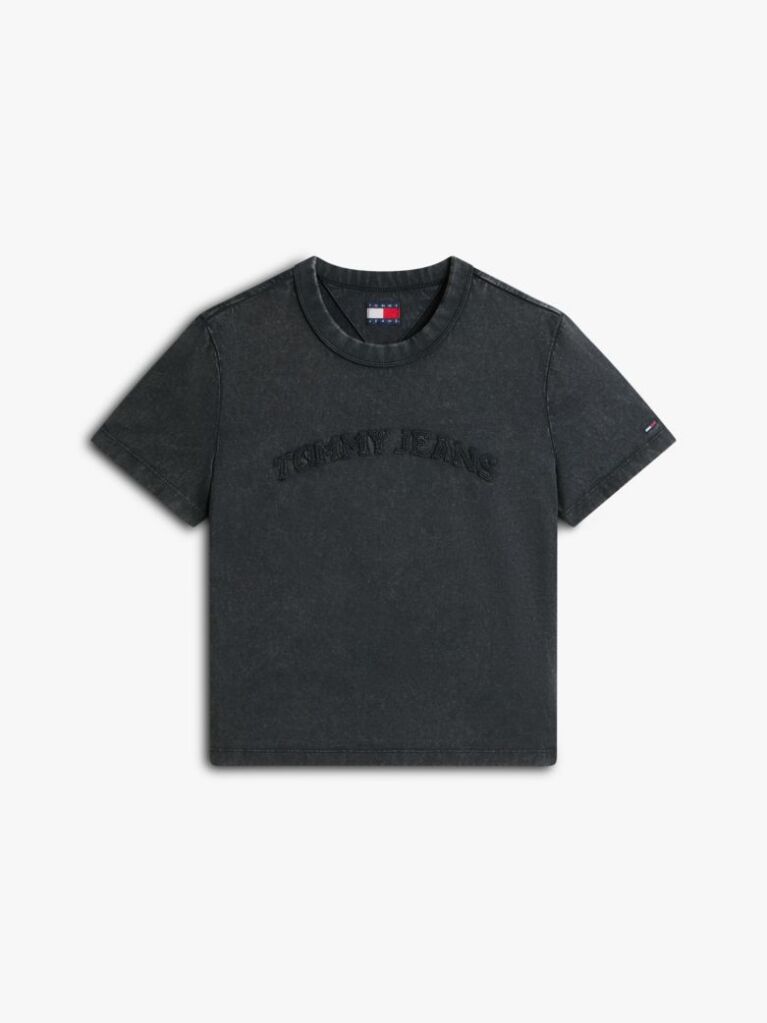 Μαύρο T-Shirt Σε Κανονική Γραμμή Με Tonal Λογότυπο  Γυναίκες