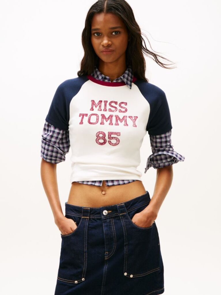 White Logo Slim Raglan Sleeve T-Shirt  Women