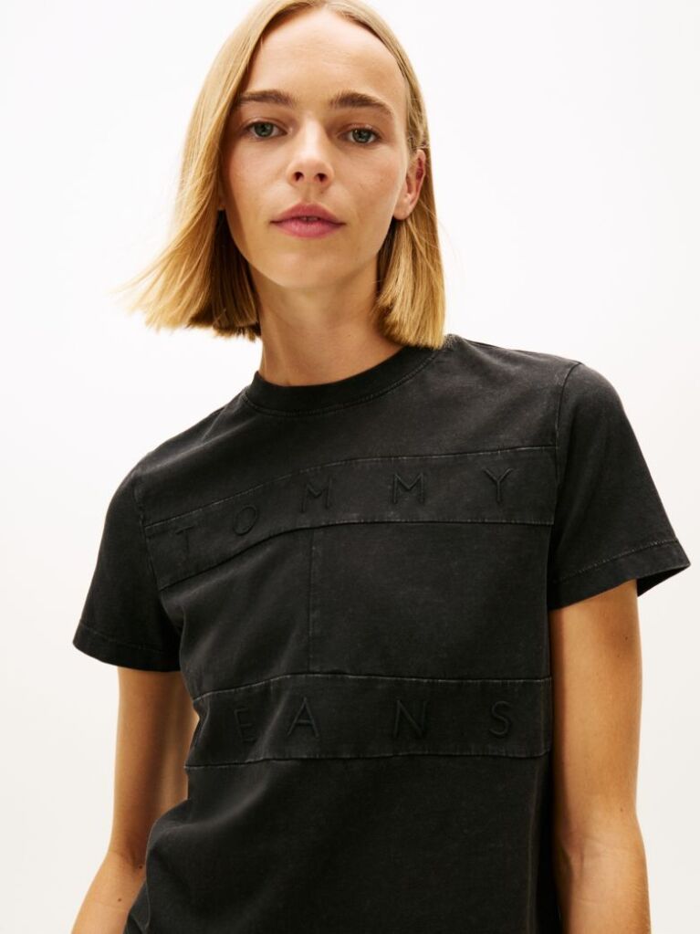 Μαύρο T-Shirt Με Κλασσική Λαιμόκοψη Και Λογότυπο  Γυναίκες