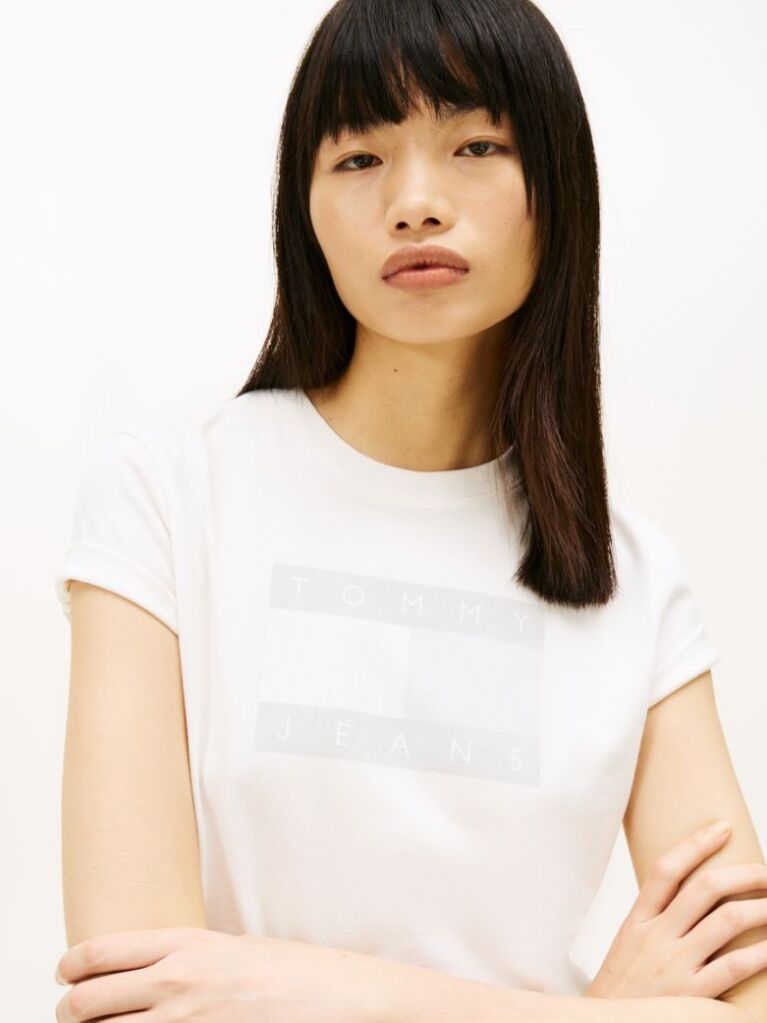 Άσπρο T-Shirt Με Tonal Σημαιάκι  Γυναίκες