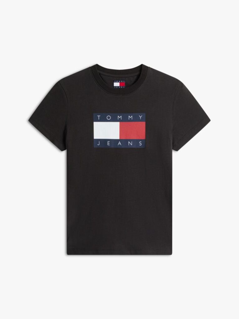 Μαύρο T-Shirt Με Tonal Σημαιάκι  Γυναίκες