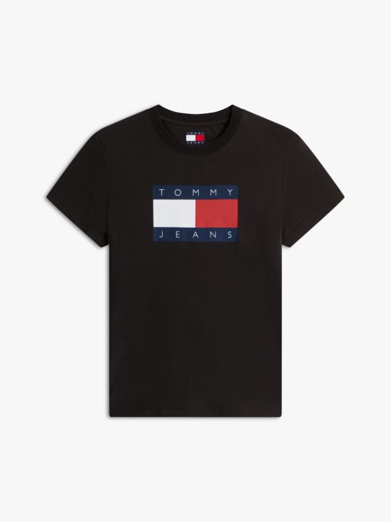 Μαύρο T-Shirt Με Tonal Σημαιάκι  Γυναίκες