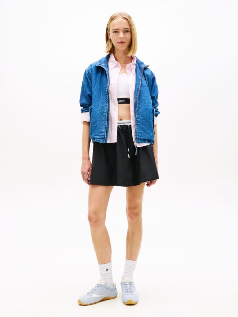 Denim Zip-Thru Chambray Denim Jacket  Women