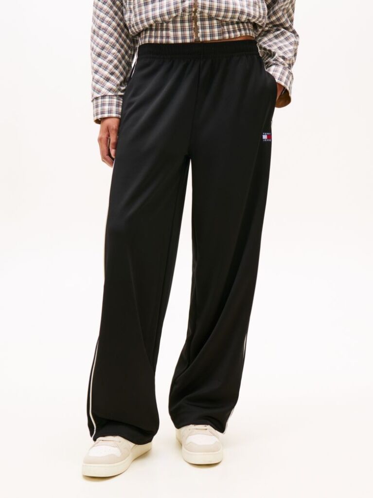 Black Tommy Badge Interlock Knit Relaxed Joggers  Women