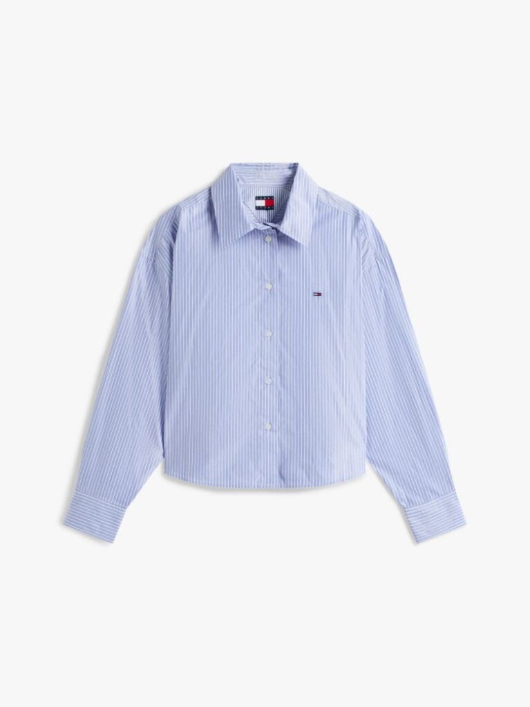 Μπλε Oversized Πουκάμισο Με Cropped Μήκος  Γυναίκες