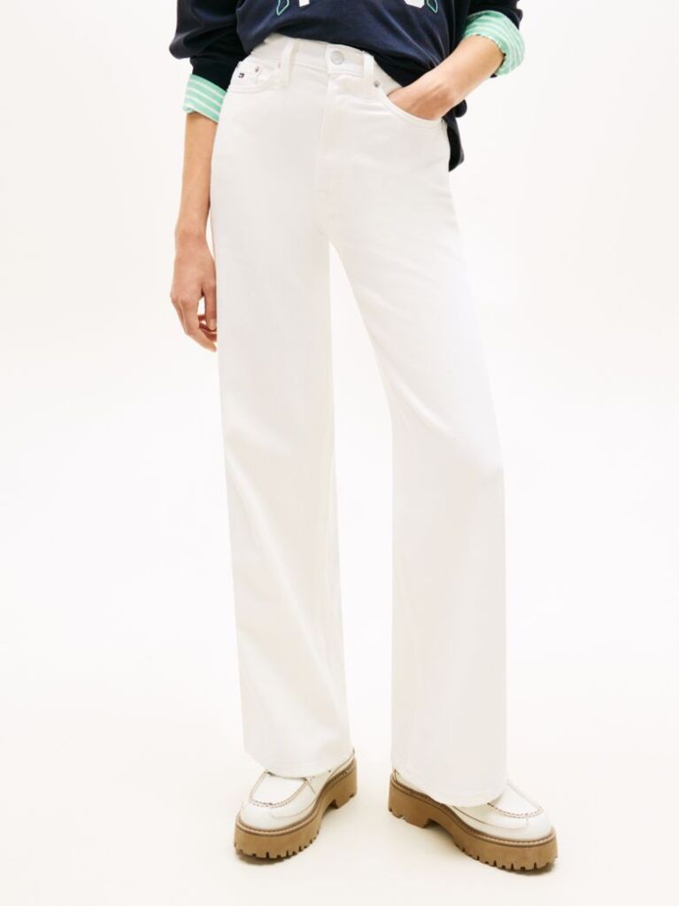 Denim Claire High Rise Wide Leg White Jeans  Women