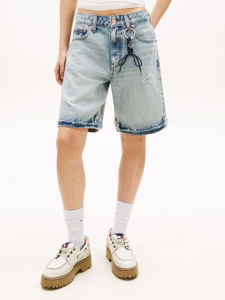 Denim Mia Distressed Relaxed Denim Bermuda Shorts  Women