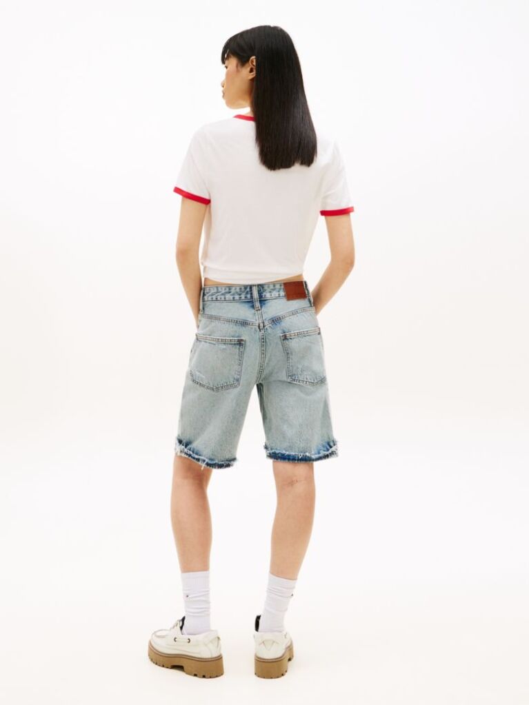 Denim Mia Distressed Relaxed Denim Bermuda Shorts  Women