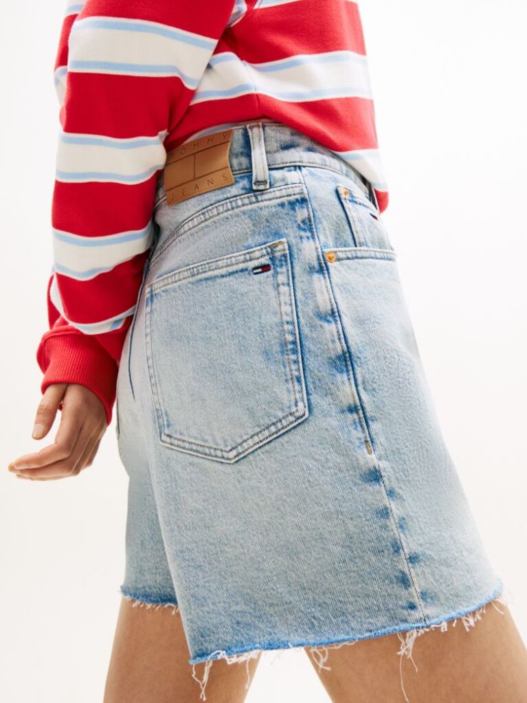 Denim Faded Straight Leg Mom Denim Shorts  Women