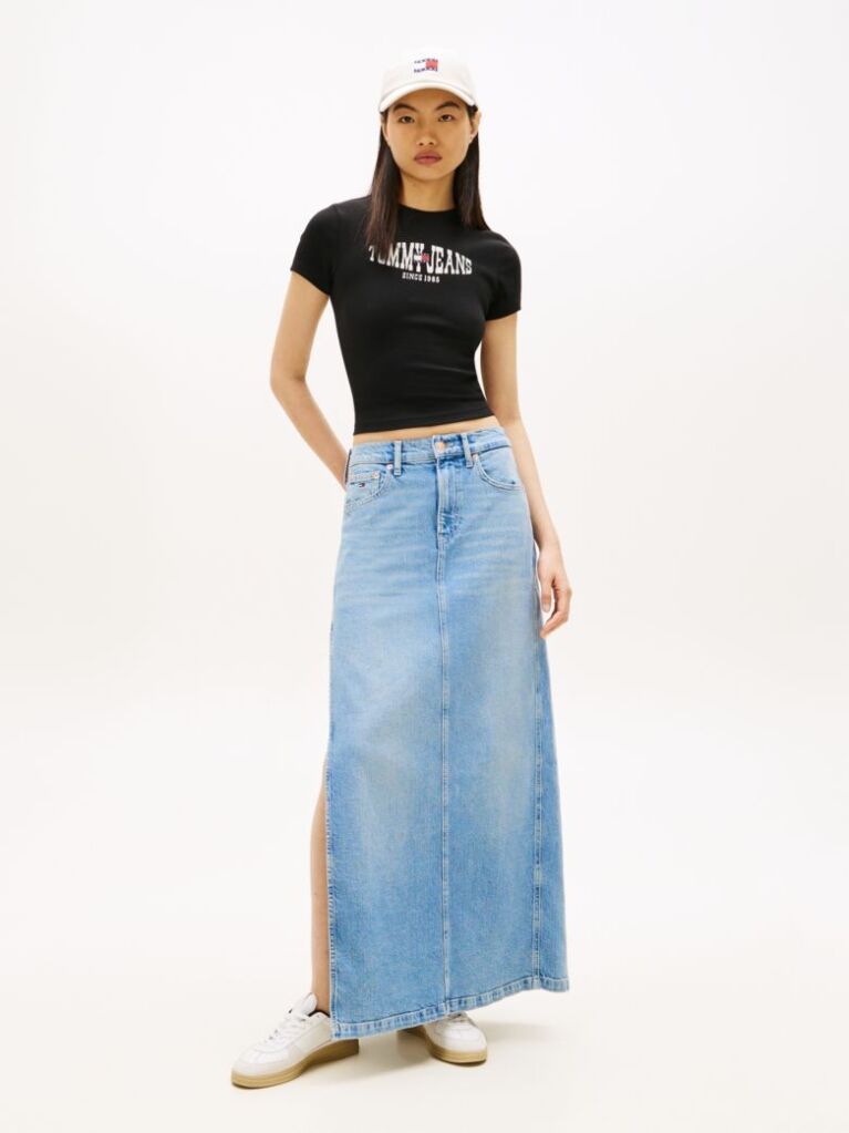 Denim Claire Whiskered Split Maxi Denim Skirt  Women