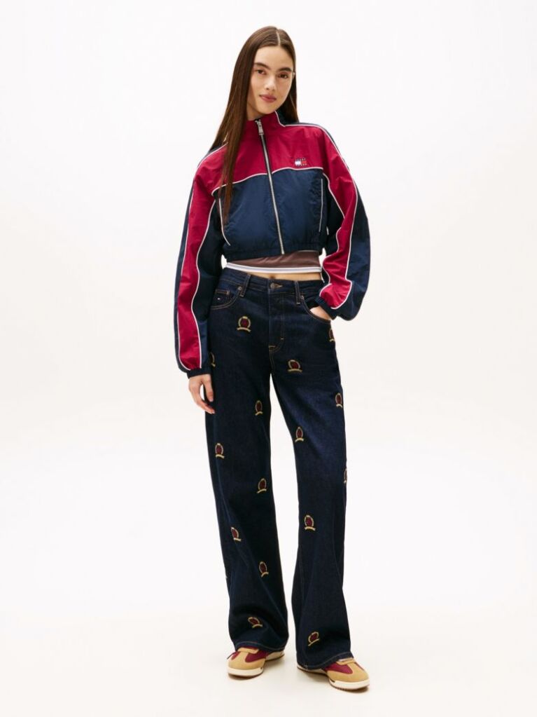 Denim Mia Crest Embroidery Relaxed Straight Leg Jeans  Women