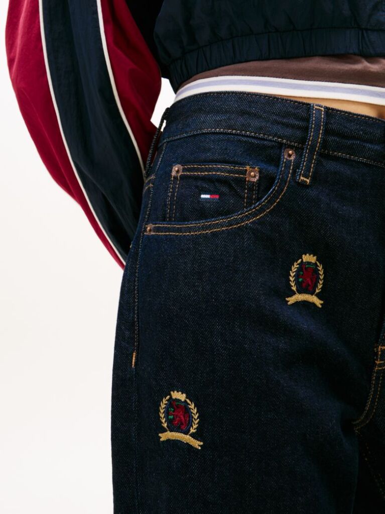 Denim Mia Crest Embroidery Relaxed Straight Leg Jeans  Women
