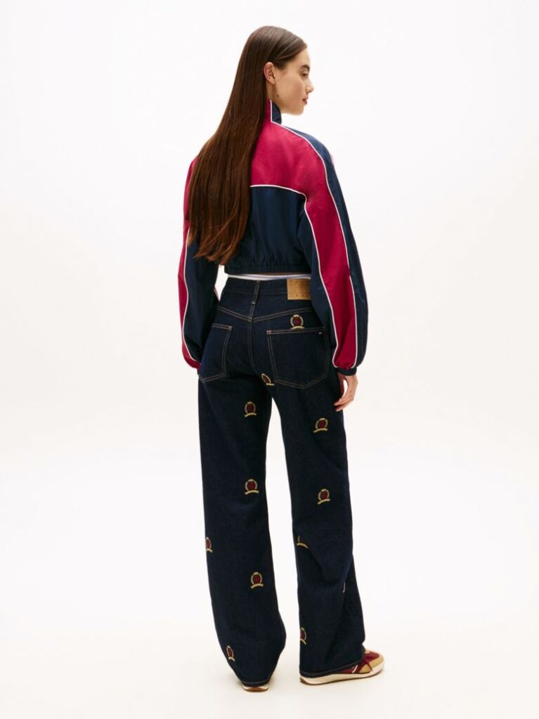 Denim Mia Crest Embroidery Relaxed Straight Leg Jeans  Women