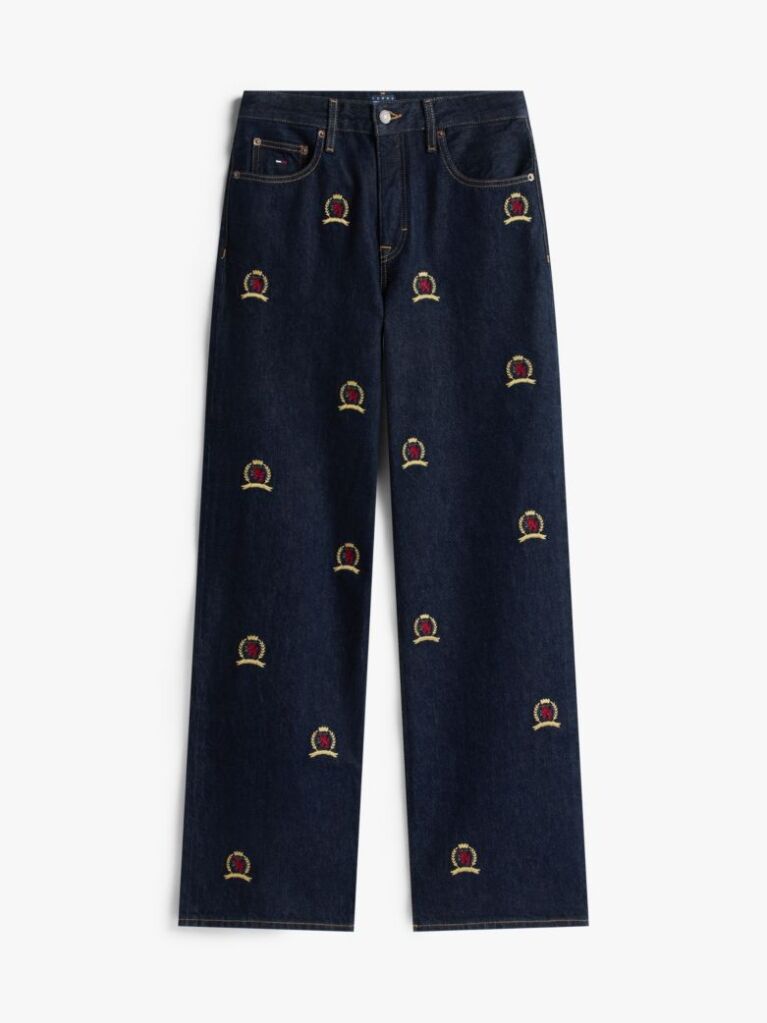 Denim Mia Crest Embroidery Relaxed Straight Leg Jeans  Women
