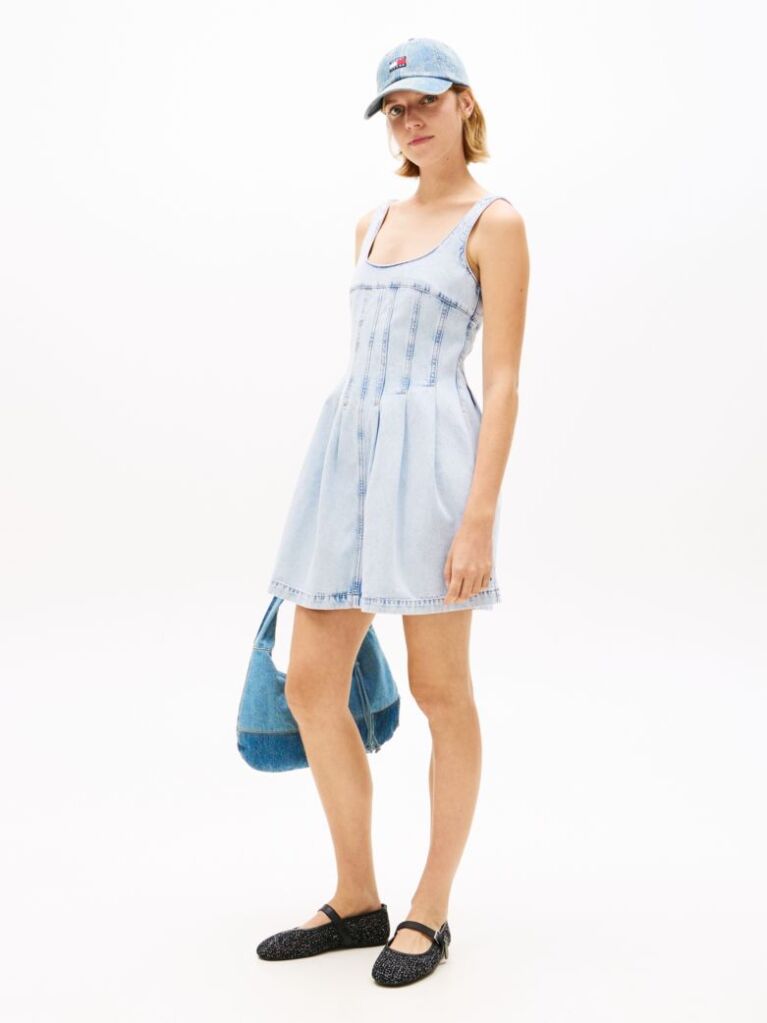 Denim Αμάνικο Denim Φόρεμα Με Πιέτες  Γυναίκες