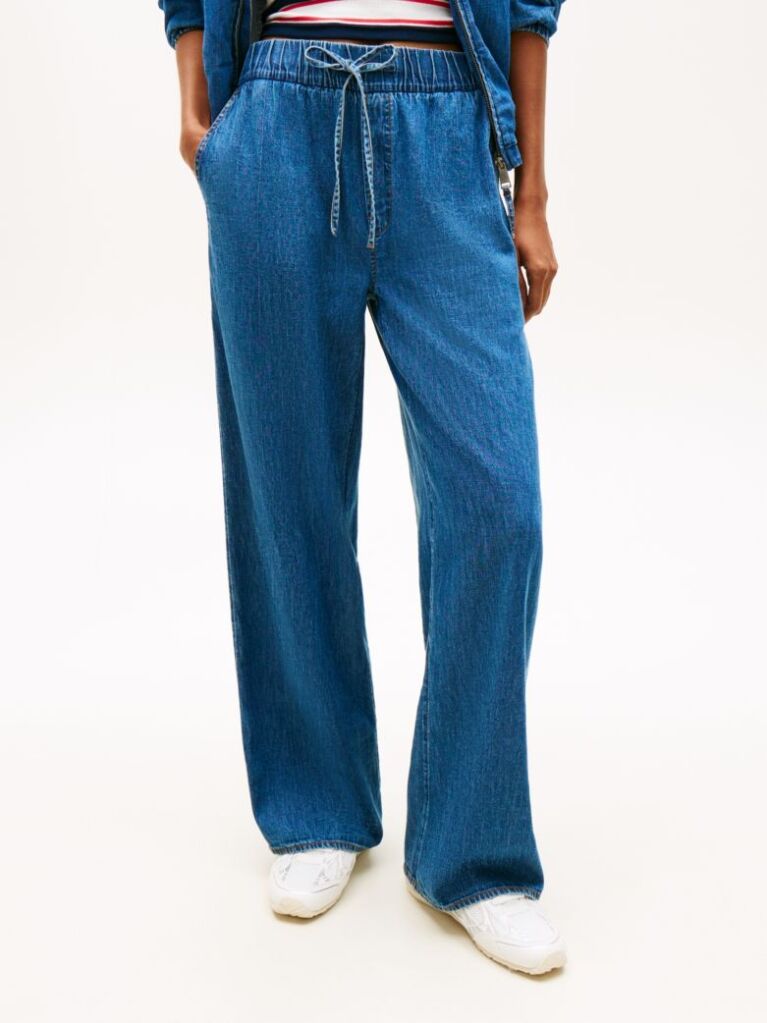 Denim Loose Παντελόνι Με Λάστιχο Και Denim Φινίρισμα  Γυναίκες