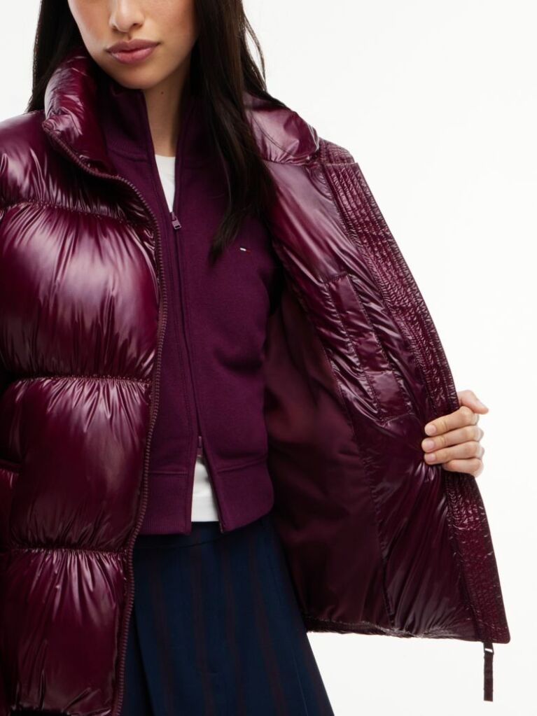 Purple Shiny Down Ripstop Relaxed Puffer Jacket  Women