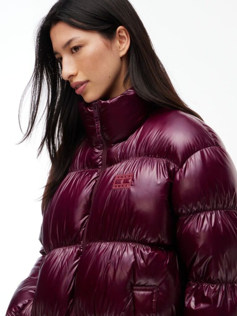 Purple Shiny Down Ripstop Relaxed Puffer Jacket  Women