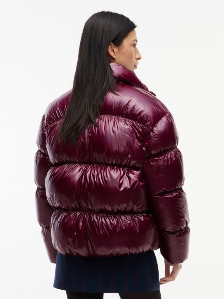 Purple Shiny Down Ripstop Relaxed Puffer Jacket  Women