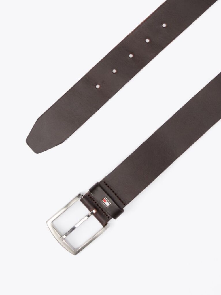 Brown Denton Flag Logo Leather Belt  Men