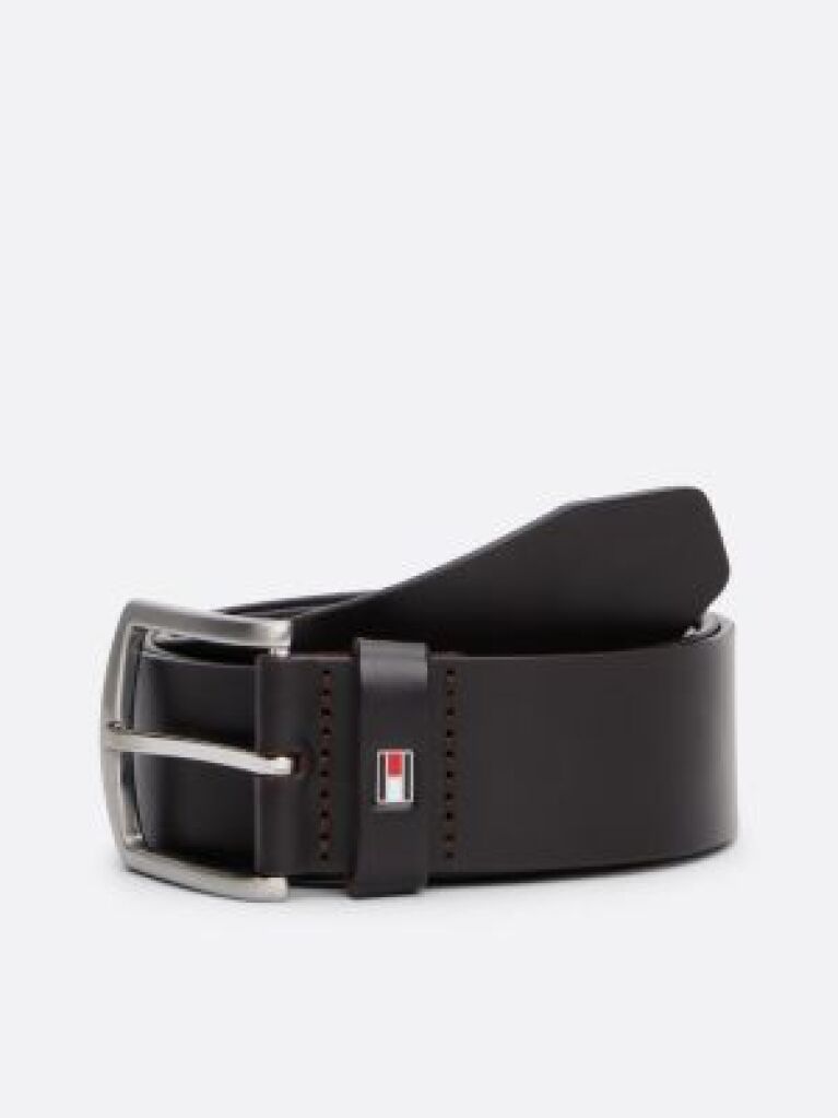 Brown Denton Flag Logo Leather Belt  Men