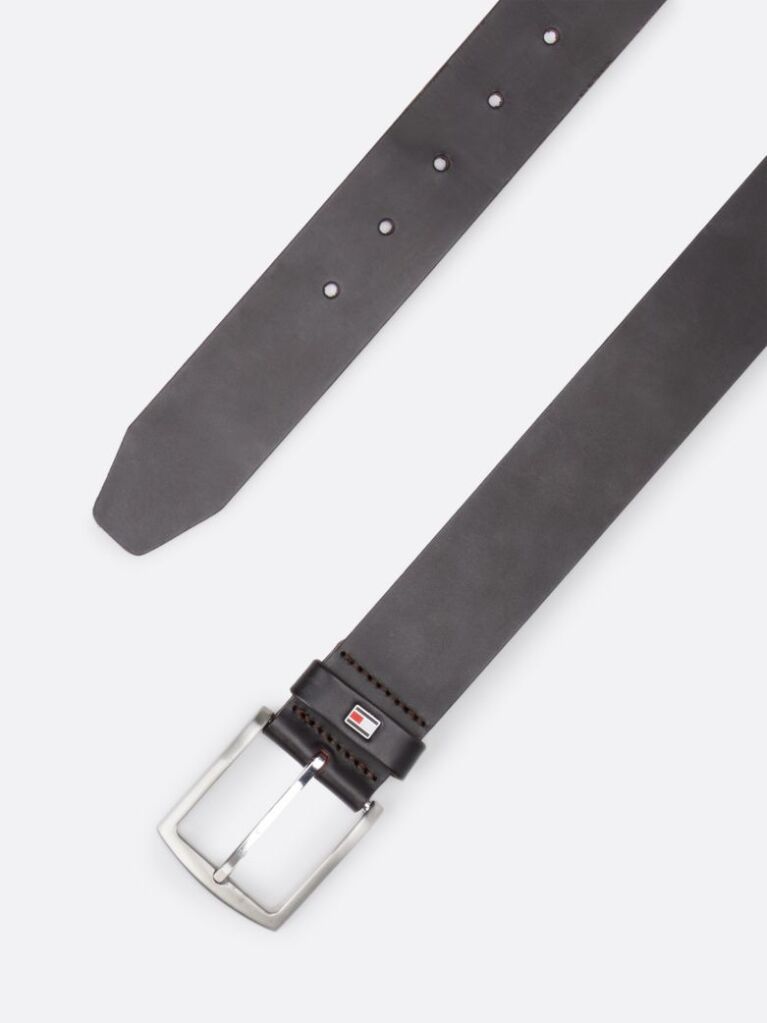 Brown Denton Flag Logo Leather Belt  Men