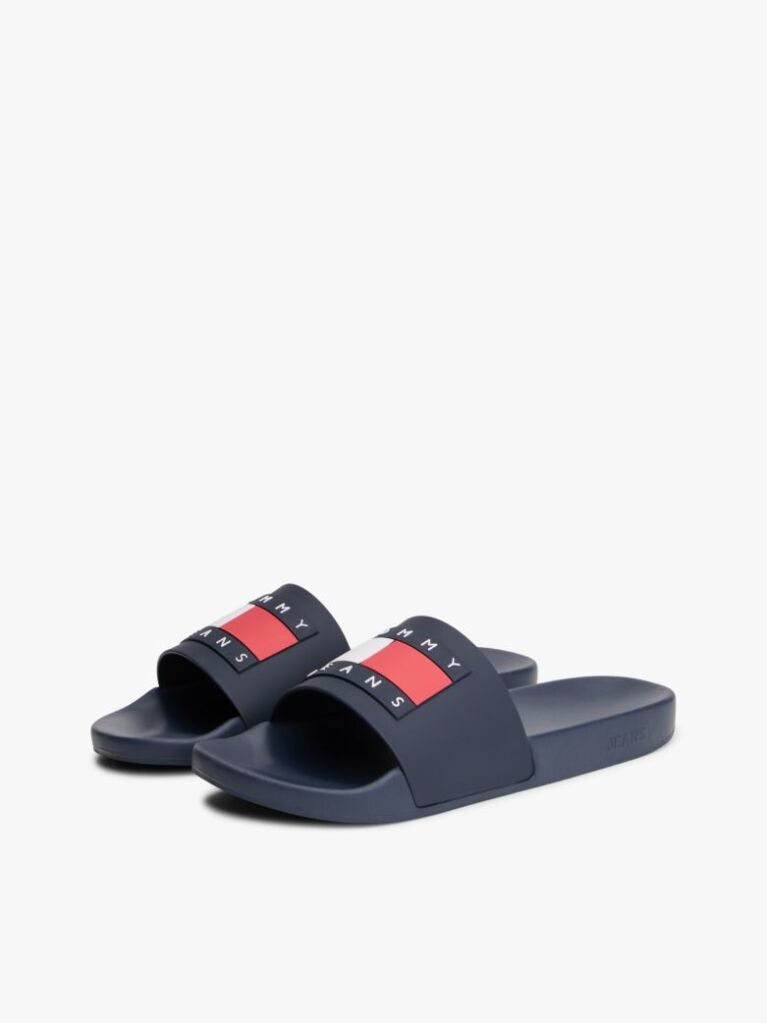 Blue Essential Flag Badge Pool Slides  Men