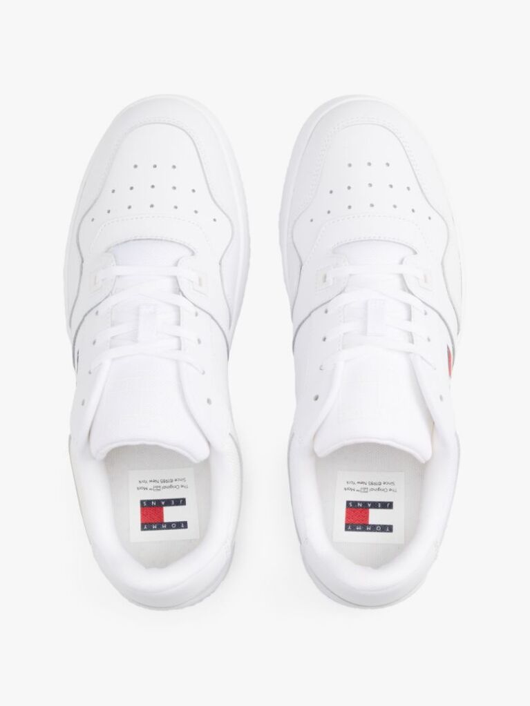 White Essential Retro Leather Basketball Trainers  Men