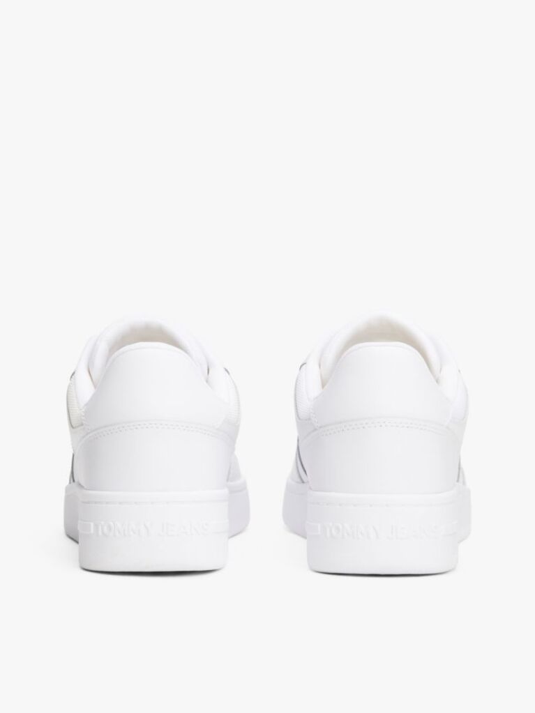 White Essential Retro Leather Basketball Trainers  Men