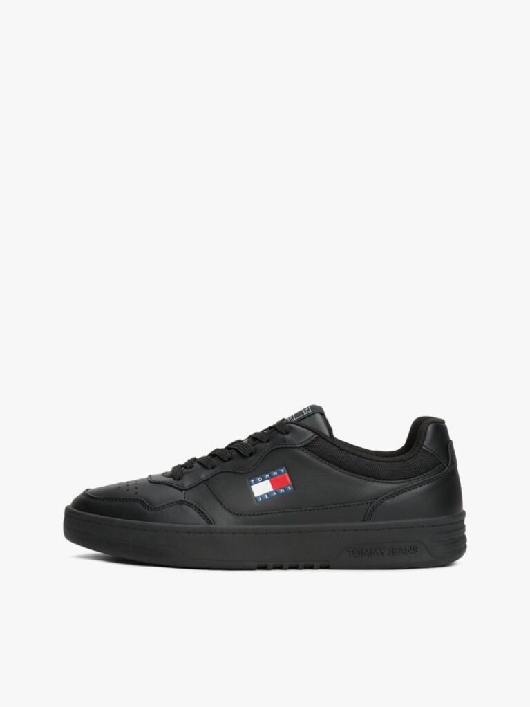 Μαύρο Δερμάτινα Sneakers Με Colour-Blocked Λεπτομέρεια  Άνδρες