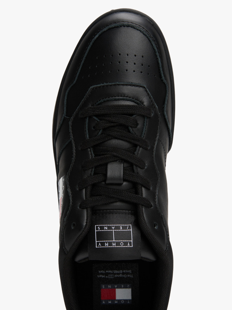 Μαύρο Δερμάτινα Sneakers Με Colour-Blocked Λεπτομέρεια  Άνδρες