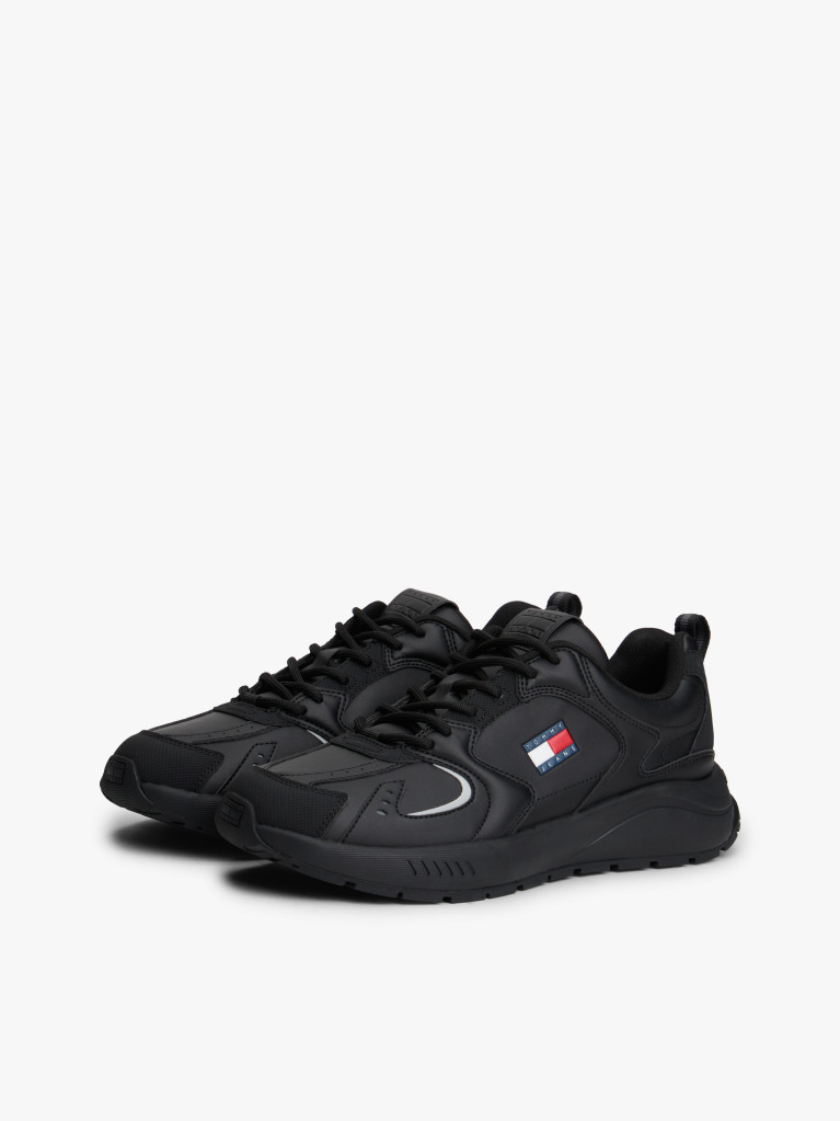 Black Mixed Texture Cleat Trainers  Men