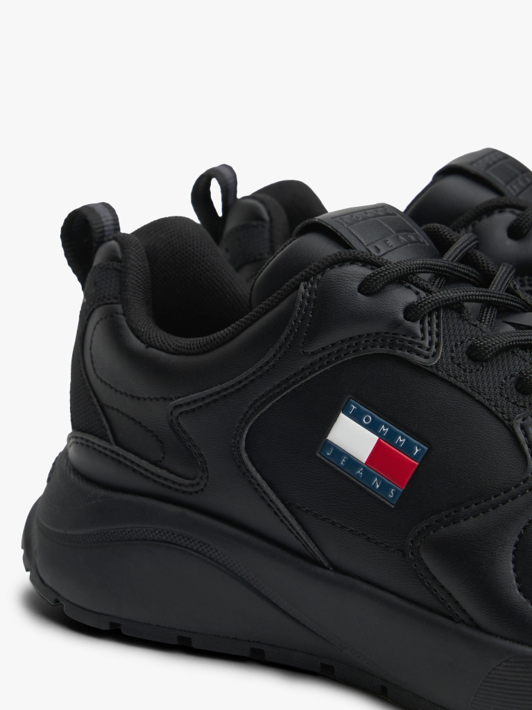 Black Mixed Texture Cleat Trainers  Men