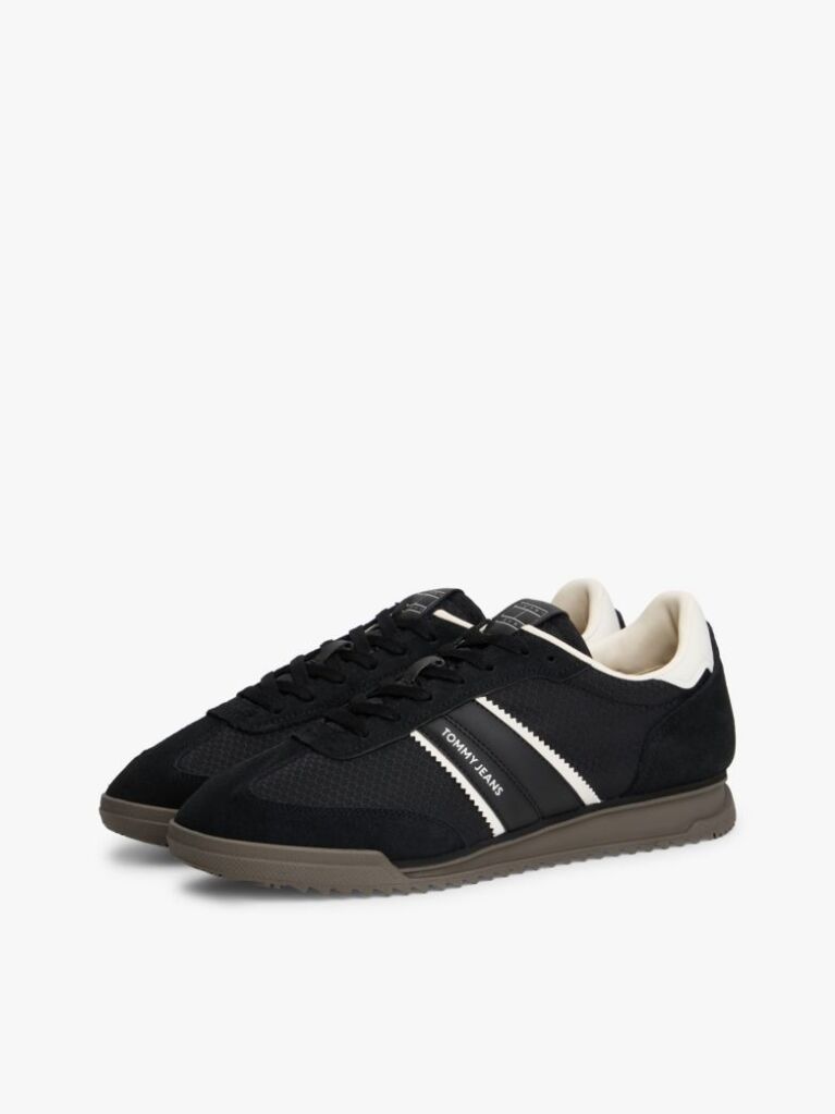 Μαύρο Ρετρό Sneakers Με Μίξη Υφών  Άνδρες