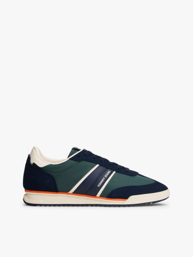 Blue Retro Mixed Texture Serrated Trainers  Men