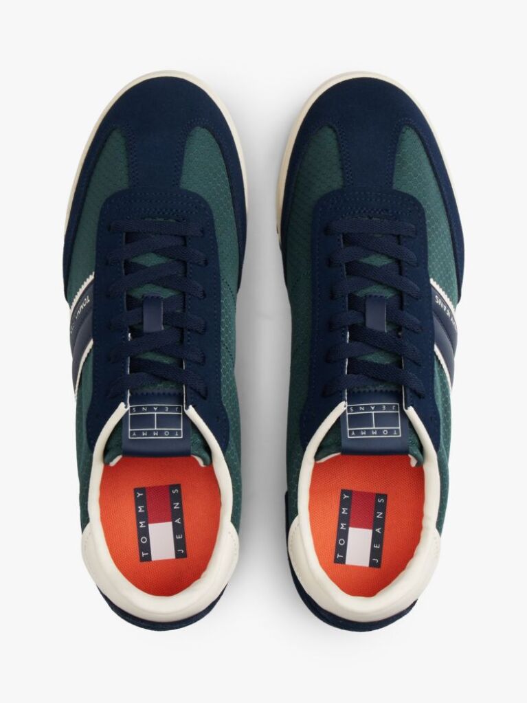 Blue Retro Mixed Texture Serrated Trainers  Men