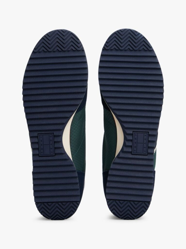 Blue Retro Mixed Texture Serrated Trainers  Men