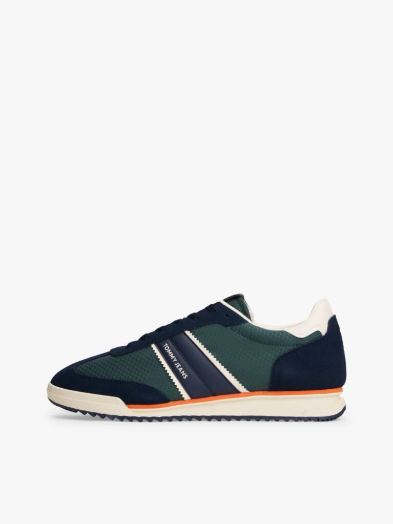 Blue Retro Mixed Texture Serrated Trainers  Men
