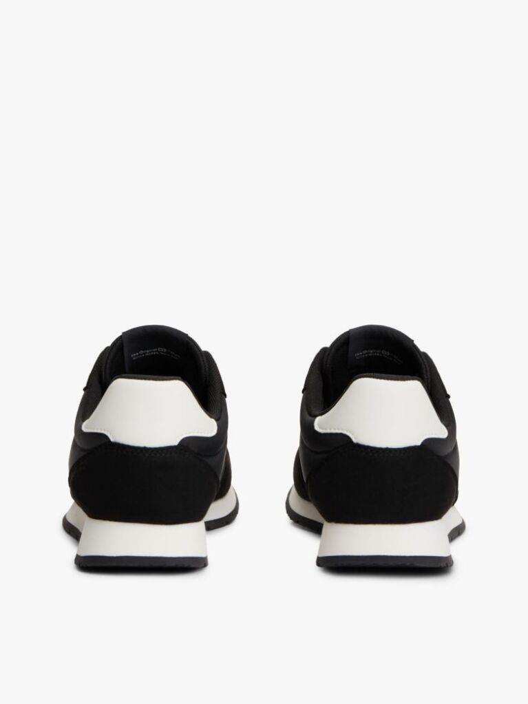 Black Mixed Texture Contrast Heel Trainers  Men