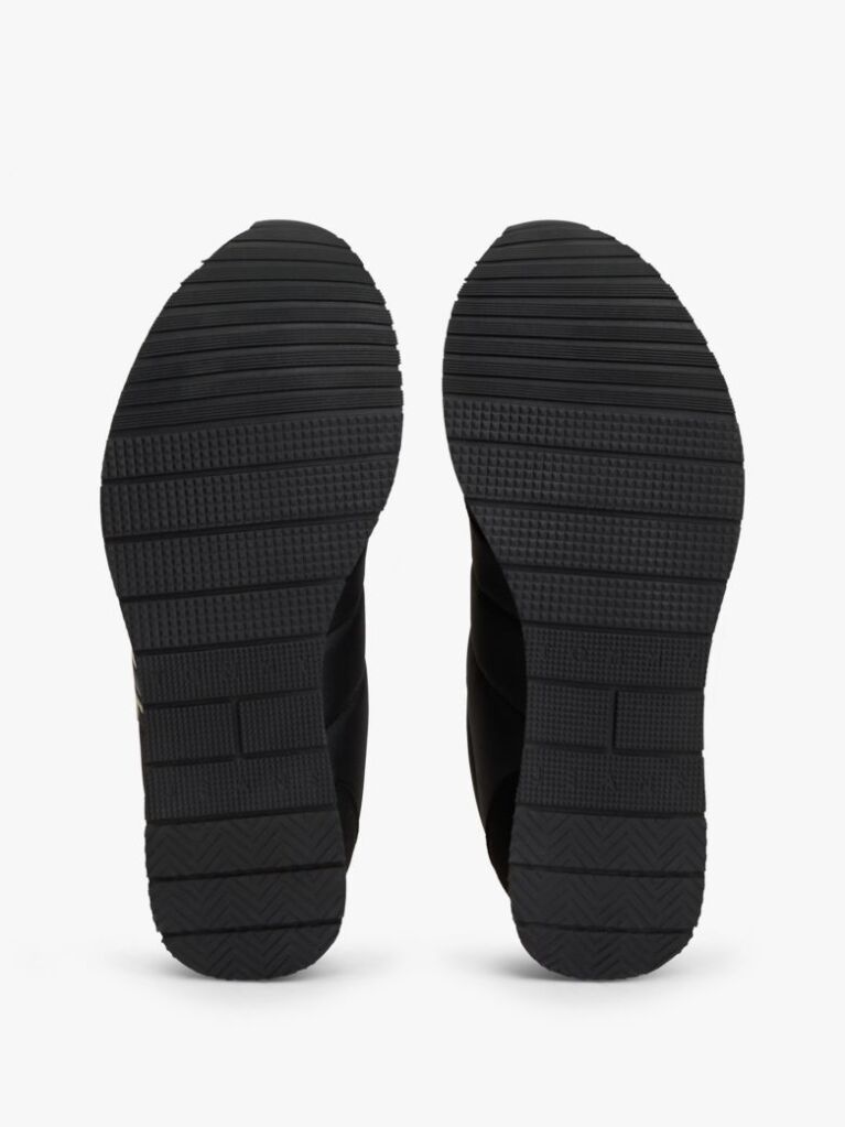 Black Mixed Texture Contrast Heel Trainers  Men
