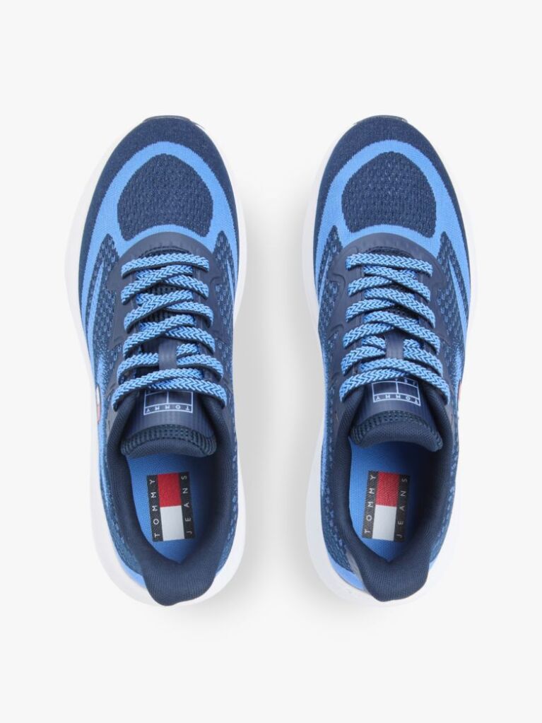 Blue Jacquard Knit Logo Trainers  Men